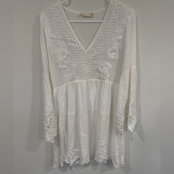 Altar'd State NWT White Ivory Long-Sleeve Lace Cut-Out Dress, Size S - Picture 4 of 9